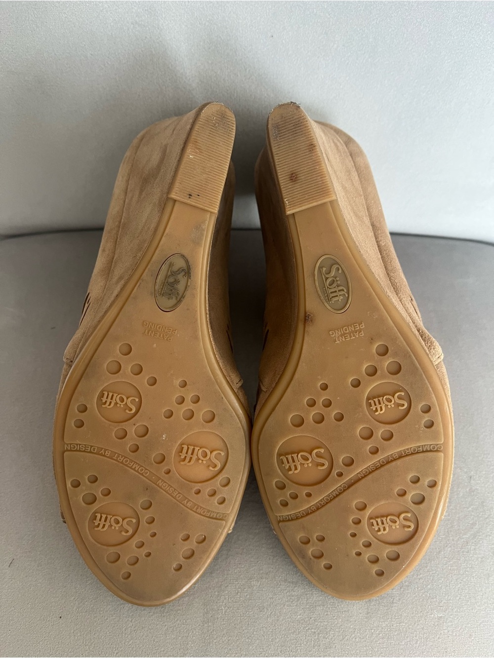 Sofft Yardley Nude Suede-Like Lace-Up Wedge Sandals EUC - Picture 8 of 10